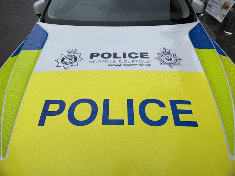 Close up of the bonnet of a Norfolk & Suffolk Police car